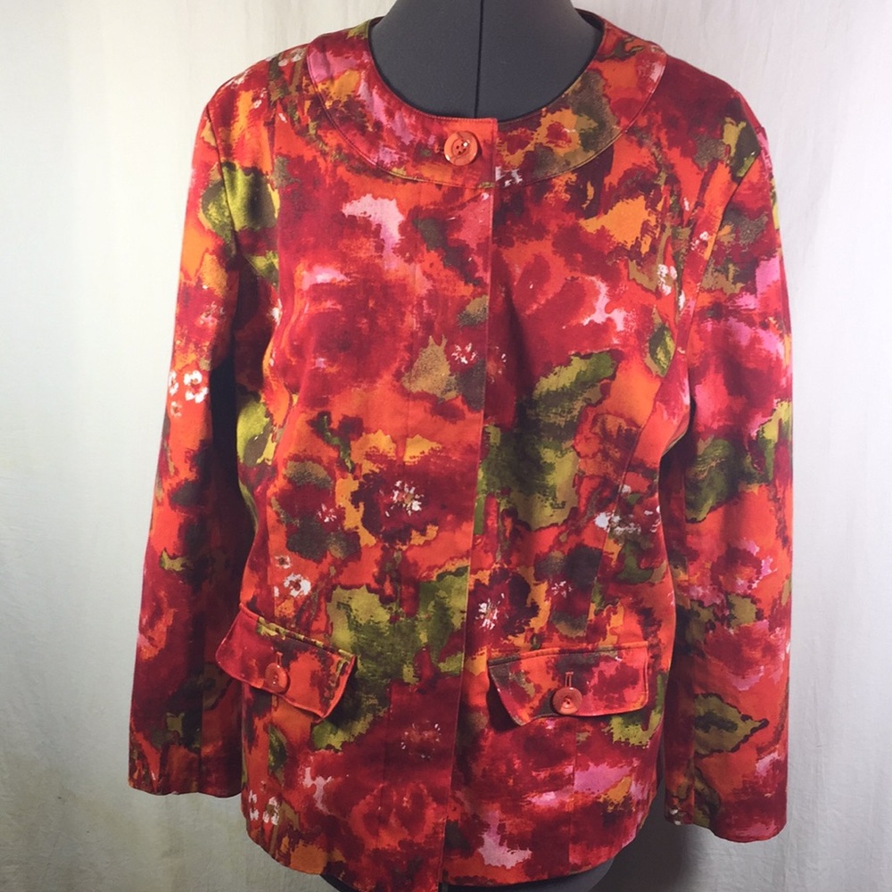 Chico’s Bright Multi Colored Button Front Jacket - image 1
